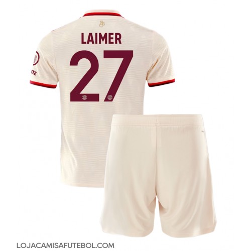 Camisa de Futebol Bayern Munich Konrad Laimer #27 Equipamento Alternativo Infantil 2024-25 Manga Curta (+ Calças curtas)